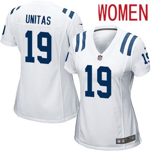 Women Indianapolis Colts #19 Johnny Unitas Nike White Game NFL Jersey->women nfl jersey->Women Jersey